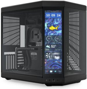 HYTE Y70 Touch Infinite Dual Chamber Mid-Tower ATX Computer Case, 14.5" 688 x 2560 (2.5K) Touch Display, Up to 10 Fans & 360mm Radiator Support, Black | CS-HYTE-Y70TI-BB
