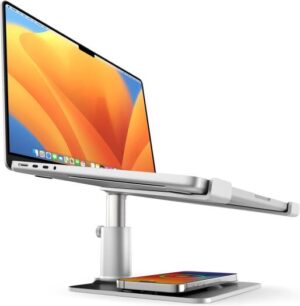 Twelve South HiRise Pro for Laptops and MacBooks, Ergonomic, Height, Adjustable Stand with MagSafe Wireless Capable Charging Base, Silver