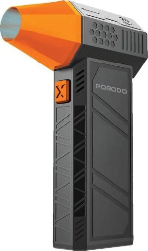 Porodo Lifestyle Turbo Jet Air Blower, 2500mAh Battery, 35m/s Airflow Speed, 4 Speed Levels, Magnetic Air Nozzle, Strong Brushless Motor, Type-C Charging Interface, 2H Charging Time - Black