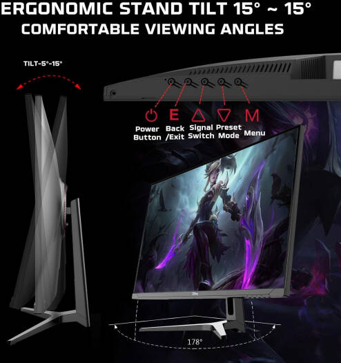 Twisted Minds TM32FHD240VA Supreme Series Gaming Monitor, 32" FHD VA Display, 240Hz Refresh Rate, 1ms Response Time, NVIDIA G-Sync Compatible, 16.7M Colors, Black | TM32FHD240VA - Image 2