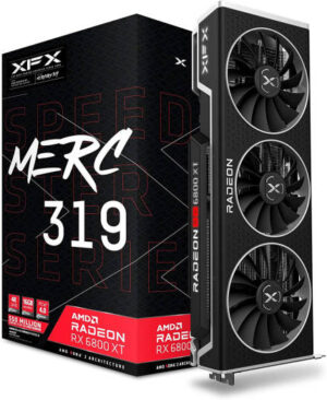 XFX AMD Radeon RX 6800 XT Speedster MERC 319 CORE Gaming Graphics Card, 16GB GDDR6 256bit Memory, 2250 MHz Boost Clock, 16 Gbps Memory Clock, RDNA 2 Arch, PCI-E 4.0, HDMI 2.1, DP 1.4 | RX-68XTALFD9