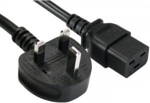 Generic UK to C19 Power Cord, 3 Pin, 13Amp Fuse Fitted, 100% Electrical and Mechanical Inspection, 250V, 1.5 Meter Cable Length, Black | UK-C19