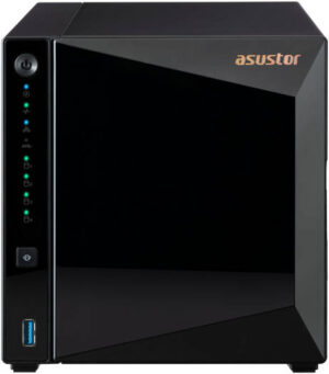 Asustor Drivestor 4 Pro AS3304T 4-Bay NAS Enclosure, Realtek RTD1296 1.4GHz CPU, 2GB DDR4 Memory, 3.5"/2.5" SATA HDD & 2.5" SATA SSD Compatible, 3x USB3.2/Ethernet Port, Black | AS3304T