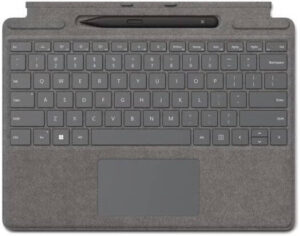 Microsoft Surface Pro Keyboard, 4096 Pressure Levels, Large Glass Touchpad, English Layout Keyboard, For Surface Pro 8, 9, 10 & Pro X, Platinum | 8X8-00164