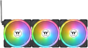 Thermaltake Swafan EX12 aRGB Sync PC Cooling TT Premium Edition Fan, 120mm Fans, 500 - 2000 RPM, 57.11 CFM Standard & 56.26 Reverse Fan Blade, Pack of 3, Black | CL-F167-PL12SW-A