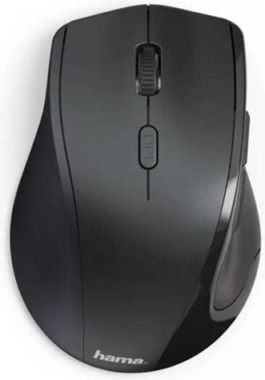Hama 182645 Riano Left-Handed Wireless Mouse, Optical Sensors, 2.4GHz Dongle Connectivity, Up to 1600 DPI Resolution, 3 DPI Settings, Anti-Slip Grip, Polymer-Coated Gliding, Black | 4047443370853