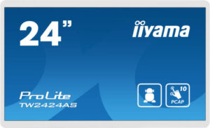 iiyama ProLite TW2424AS-W1 Interactive Display, 24" FHD IPS Display, Projective Capacitive Touch Technology, 10 Touch Points, 60Hz Refresh Rate, 14ms (GtG) Response Time, White | TW2424AS-W1