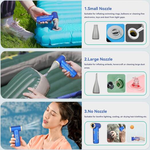 KiCA Jetfan 2 Electric Air Blower,Air Duster for Computer,Keyboard,House Cleaning,Car Dust,Hair Drying,Air Inflation,Camera Lens,Rechargeable,Speed Control,Upgrade Battery,Air Can Substitute Tool,Blue - Image 3