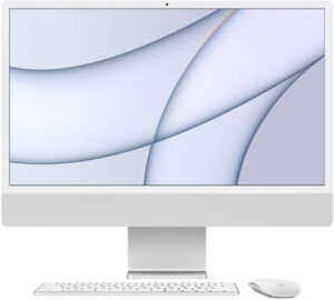 Apple iMac 24" 4.5K Retina Display Laptop, M1 Chip, 8 Core CPU, 8 Core GPU, 8GB RAM, 256GB SSD, 4480x2520 Resolution, English KB, Touch ID, 143W Power Adapter, Silver | MGPC3 LL/A   /  MGPC3RU/A
