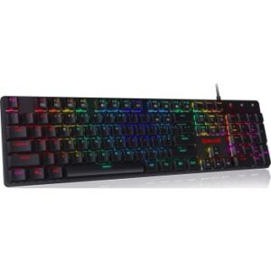 Redragon K589 Shrapnel RGB Backlit Low Profile Wired Mechanical Gaming Keyboard, 104 Keys, Anti-ghosting, Red Switches, USB 2.0, Black | Shrapnel K589RGB