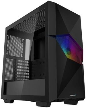 Deepcool Cyclops ATX Mid Tower ARGB Computer Case, ABS+SPCC+Tempered Glass Materials, Up to 360mm Radiators, USB 3.0/Audio/Type-C Ports, Black | R-BKAAE1-C-1