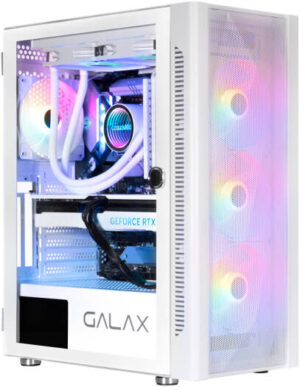 GALAX REVOLUTION-06 ALLSYNC Mid Tower ATX PC Case, Tempered Glass Side Panel, Remote Customization, Peak Airflow, Fits Up to 6*120mm Fans & 360mm Radiators, USB 3.0/2.0, HD Audio, White | CGG6AGWA4AA