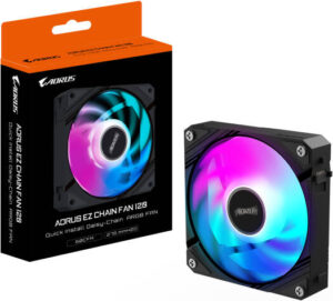 GIGABYTE AORUS EZ CHAIN FAN 120 Case Fan, 120mm, 2000 RPM Fan Speed, 60 CFM Fan Airflow, Hydro-Dynamic Bearing Type, Single Pack, Black | GP-ECFAN1201