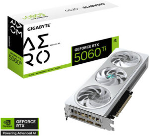 GIGABYTE GeForce RTX 5060 Ti AERO OC Graphics Card, 8GB GDDR7 128-Bit Memory, 2647 MHz Core Clock, 28 Gbps Memory Clock, PCI Express 5.0 | GV-N506TAERO OC-8GD