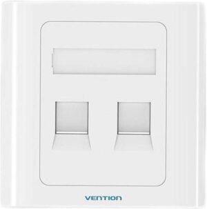 Vention 2 Port keystone Jack Wall Plate 86 Type, Premium Material of Flame Retardance, Aesthetically Slim, White | IFBW0