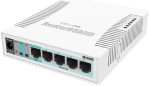 Mikrotik RB260GS Small Switch, QCA8337 Chip, 128KB Storage, 5xEthernet, SFP Port, MikroTik SwOS, White | CSS106-5G-1S