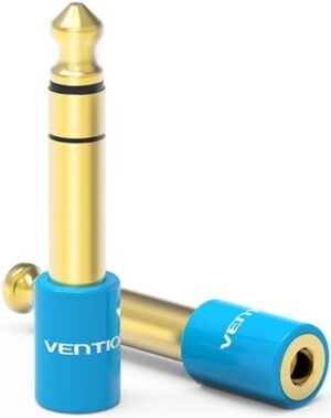 Vention 6.5mm Male to 3.5mm Female Audio Adapter, Gold Plated Copper, Baking Paint, Plug and Play, For Headphone Headset Microphone Amplifier Mixer, Blue VAB-S01-L