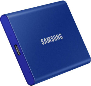 Samsung T7 1TB USB 3.2 Gen.2 Portable SSD, Up to 1,050MB/sec Read & Up to 1,000 MB/sec Write Speeds, 256-Bit AES Hardware Encryption, PCIe NVMe Technology, Blue | MU-PC1T0H/WW
