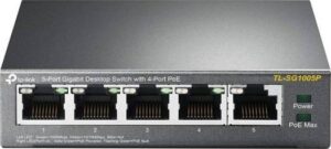 TP-Link 5 Port Gigabit Ethernet PoE Desktop Switch with 4 Ports, 55W  | TL-SG1005P