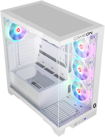 GAMEON Emperor Arctic IV Series Mid Tower Gaming Case, 7x Pre-Installed 120mm aRGB Fan, Up to 360mm Radiator & 10x Fan Support, 0.8mm Tempered Glass + SPCC Materials, White | GO-EMPERORIV-A - Image 6