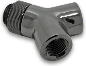 EKWB EK-AF Y-Splitter Rotary 2F-1M G1/4, 2x G1/4" (Female), 1x G1/4" (Male) Threading, 7.0mm (Female), 5.0mm (Male) Length, Black Nickel | 3831109846988