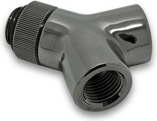 EKWB EK-AF Y-Splitter Rotary 2F-1M G1/4, 2x G1/4" (Female), 1x G1/4" (Male) Threading, 7.0mm (Female), 5.0mm (Male) Length, Black Nickel | 3831109846988