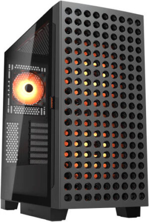 Cougar Airface ECO RGB Mid Tower Computer Case, 2x 180mm & 1x 120mm Pre-Installed Fan, Up to 360mm Radiator & 7x Fan Support, Thermodynamic Cooling, Black | 385YA20.0001