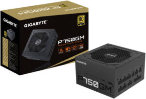 GIGABYTE P750GM 750W ATX Full Modular Power Supply, 80 Plus Gold Certified, 120mm Smart Hydraulic Bearing Fan, Japanese Capacitors, Powerful Single +12V Rail, Black | GP-P750GM