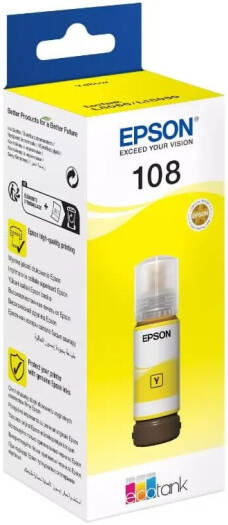Epson 108 EcoTank Ink Bottle, 70ml, Yellow | 108Y
