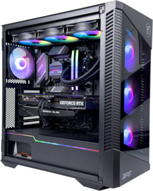 DarkMatter X Gaming PC - AMD Ryzen 9 9900X 12 Cores 24 Threads, NVIDIA RTX 5090 32GB, 32GB DDR5 RAM 6000MHz CL30, 1TB SSD Gen 4, 1000W PSU, 360mm Liquid Cooler, Wi-Fi + BT