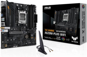 ASUS TUF Gaming A620M-Plus Wi-Fi Micro-ATX AM5 Motherboard, AMD A620 Chipset, 4x DIMM DDR5 Slots, 192GB Max Memory, 2x M.2 2280 Slot, 1x PCIe 4.0 x16 Slot, Realtek 2.5Gb Ethernet | 90MB1F00-M0EAY0