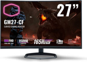 Cooler Master GM27-CF Gaming Cruved Monitor, 27" VA FHD Display, Up to 200Hz Refresh Rate, 3ms (GtG w/ OD) Response Time, AMD FreeSync Premium Technology, Black | CMI-GM27-CF-UK