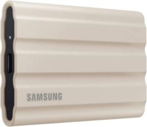 Samsung T7 Shield 1TB Portable External SSD, USB 3.2 Gen2 Interface (10 Gbps), Read/Write Speeds Up to 1050/1000 MB/s, AES 256-bit Encryption, Rugged, IP65 Dust & Water Resistant, Beige | MU-PE1T0K/WW