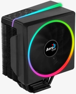 Aerocool Cylon 4 ARGB CPU Air Cooler, RGB LED Design on the Top & Side,  Heat Core Touch Technology, Hydraulic Bearing PWM Fan, UP to 1800 rpm Fan Speed &  52.5 CF Airflow, Black | CYN-4-ARGB-PWM-P