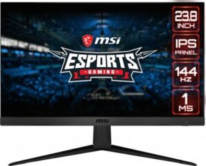 MSI Optix G241 23.8" Full HD 1920 x 1080 1ms (MPRT) 144Hz 2 x HDMI, DisplayPort AMD FreeSync Anti-Glare Frameless Design Backlit LED IPS Gaming Monitor | 9S6-3BA41T-005