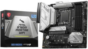MSI MAG B760M MORTAR WIFI LGA1700 Micro ATX Motherboard, Intel B760 Chipset, 4x DDR5, 128GB Max Memory Capacity , Wi-Fi 6E, 2.5Gbps LAN, 2x PCI-E x16, 2x M.2, 1x HDMI 1x DP, USB 3.2/2.0 | 911-7E01-012