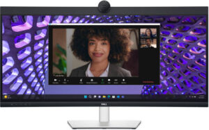 Dell P3424WEB Curved Conferencing Monitor, 34" WQHD IPS Display, 60Hz Refresh Rate, Up to 5ms Response Time, 3800R Curved, Height, Swivel & Tilt Adjustability, Built-In Camera & Speaker | P3424WEB
