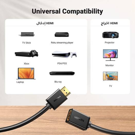 UGREEN HDMI Extension Cable 4K HDMI Extender Male to Female Compatible with Switch, PS5, PS4, Roku TV Stick, Blu Ray Player, Chromecast, Wii U, HDTV Laptop PC, 5M | 10146 - Image 6