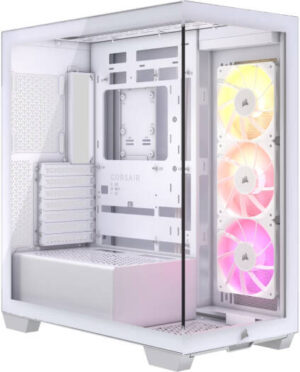 Corsair 3500X aRGB Mid-Tower Computer Case, 3x Pre-installed RS120 ARGB Fans, Up to 360mm Radiator & 10x Fan Support, Tempered Glass Window, 1x Type-C, 2x Type-A & Audio In/Out, White | CC-9011279-WW