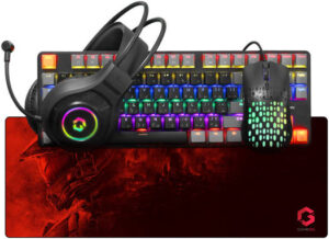 GameOn Viper XL All-In-One Gaming Bundle, 3-Colors Keys LED 80% Mechanical Keyboards, Comfy Fabric Gaming Mousepad, 4 Level Adjustable DPI Mouse, Eye-catching RGB Gaming Design Headset | GO-VIPER-X