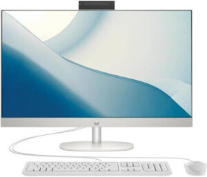 HP All-In-One 24-cr0307nh Desktop Computer, 23.8" FHD IPS Display, Intel Core i5-1335U, 16GB RAM, 512GB SSD, Intel Iris Xe Graphics, USB Wired Keyboard & Mouse, FreeDOS, White | 24-cr0307nh