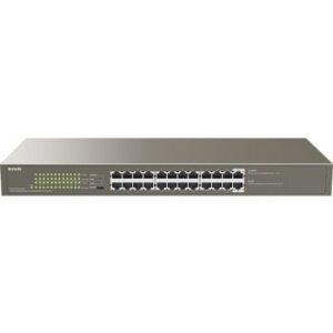 Tenda TEG1124P-24-250W Gigabit Ethernet Switch, 24-Port PoE, 48 Gbps Switch Capacity, 100-240V AC Input, 1 SFP Port Unmanaged | TEG1124P-24-250W