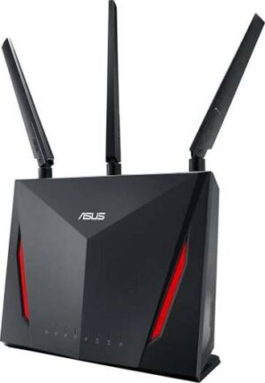 ASUS RT-AC86U AC2900 Dual Band Wireless Router, With MU-MIMO, 4-Port Gigabit LAN, 1.8 GHz Dual-Core Processor, USB 3.1 Gen1 and AiProtection, Black | 90IG0401-BU9000