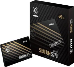MSI Spatium S270 SATA III 2.5" Internal SSD, 480GB Capacity, Up to 500 MB/s Sequential Read & 450 Sequential Write Speed, Phison S11 Controller, 3D NAND Technology, 250TBW, Black | S78-440E350-P83