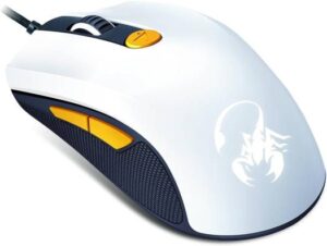 Genius M8-610 Scorpion Laser Wired Mouse, 6 Buttons, 800 - 8200 DPI Resolution, Optical Sensor Engine, 6500 fps Frame Rate, 30 Gs Acceleration, 130 IPS Velocity, White - Orange | 31040064103