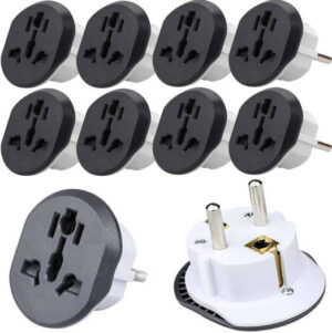 Purfex 5 Pcs UK to EU Plug Adapter, 3Pin to 2Pin Electric Switch, 16A 250V EU Converter, Universal EU Plug AU US UK CN to EU Adapter European, Travel Switch Socket, White/ Black | 5 UK to EU