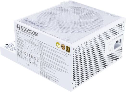 Lian-Li EDGE GOLD Fully Modular Power Supply, 1200W Power, 80 PLUS Gold Efficiency, 120mm FDB Fan Type, Active PFC, ATX 3.1 Form Factor, 2400 RPM Fan Speed, White | EG1200G.WHITE - Image 3