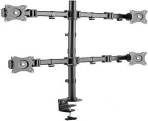 Skill Tech SH C048 Quad Monitors Premium Aluminum Articulating Monitor Arm, Max. Capacity 8kg17.6lb, Max VESA 100x100, Black Monitor Mount