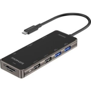 Promate Compact Multiport with 100W, 9 IN 1 USB-C Hub Power Delivery | PrimeHub-Go