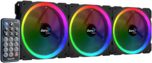Aerocool Orbit RC Case Fans, 12CM RGB Fans, Up to 200 Unique Lighting Effects, RGB LED Dual Ring Lighting, Anti-Vibration Pads, Curved Fan Blades, Black | ACF3-OB10227.01